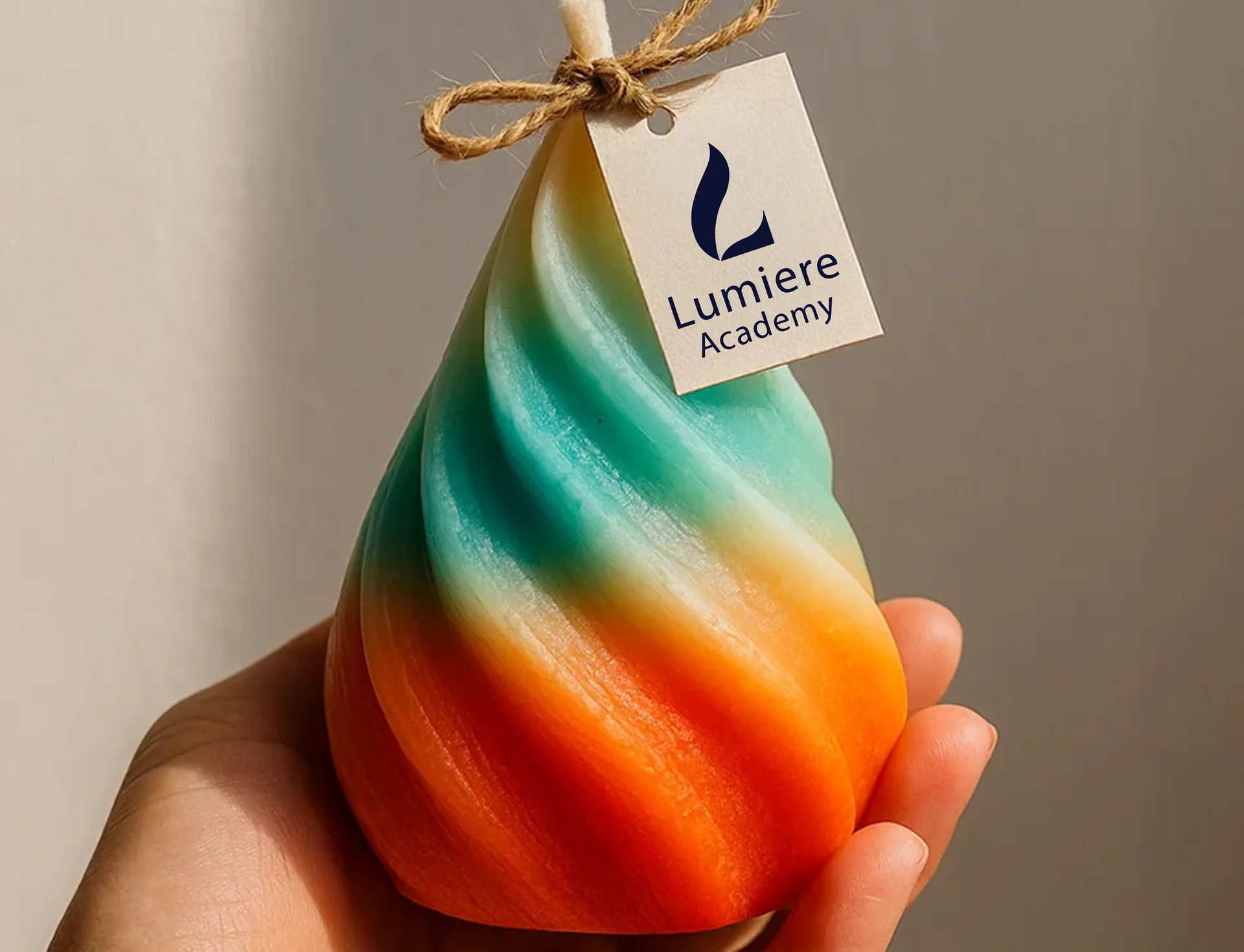 Bougie arc-en-ciel fabriquée à l’atelier